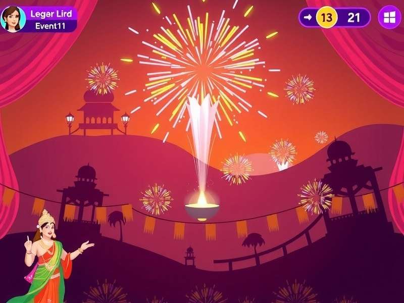 Light Leap Diwali event screenshot with fireworks